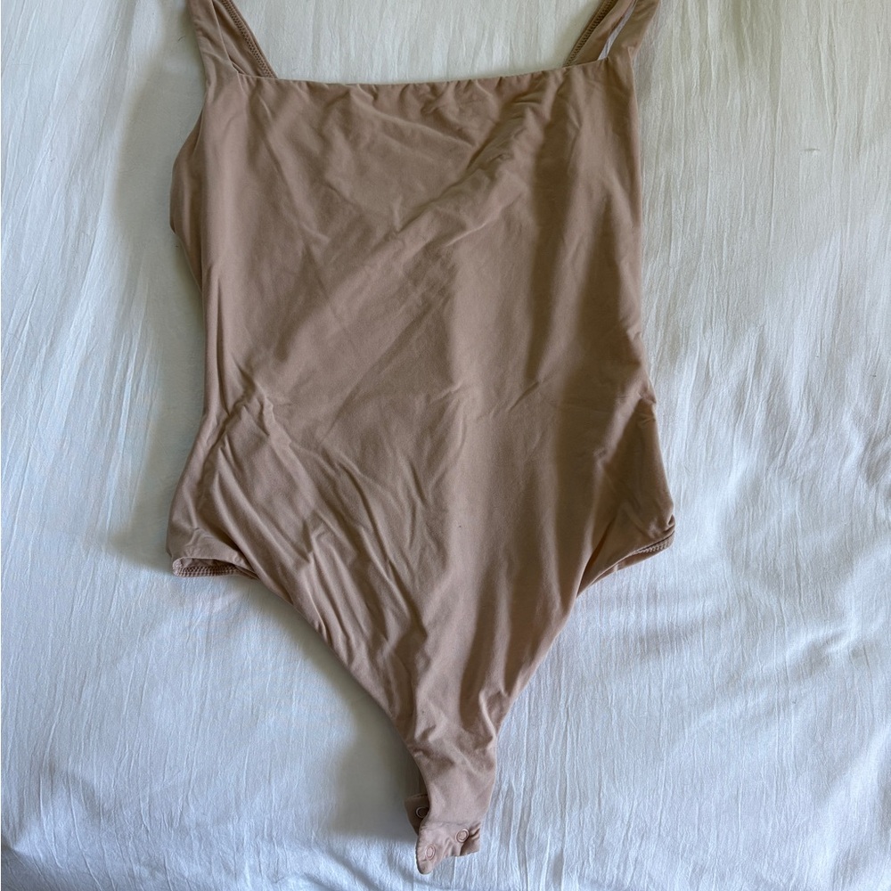 SKIMS Tan Bodysuit with Spaghetti Straps